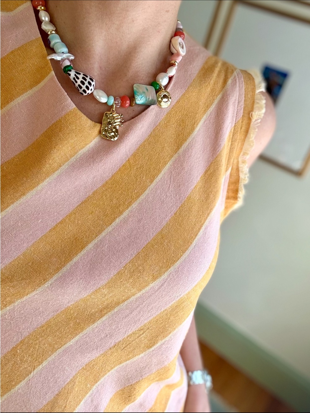 Luna Dress Apricot Stripe